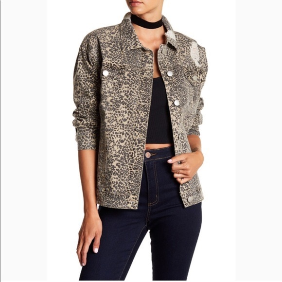 Ashley Mason Jackets & Blazers - NWT Ashley Mason Distressed Leopard Print Jacket medium black tan animal